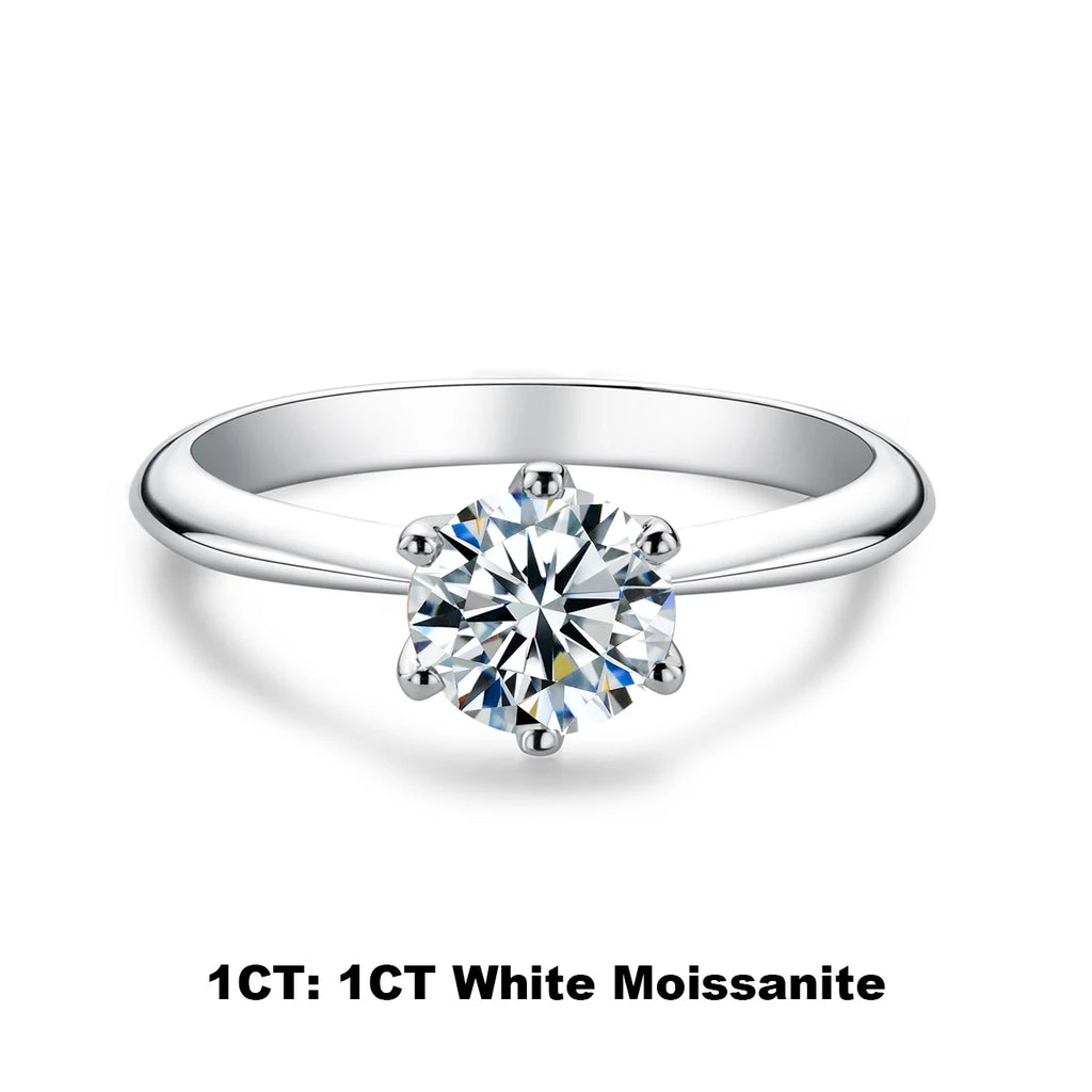 AnuJewel 1ct 2ct 3ct 5ct D Color Moissanite Engagement  Ring for Women 925 Sterling Silver Gold Plated Solitaire Rings Wholesale