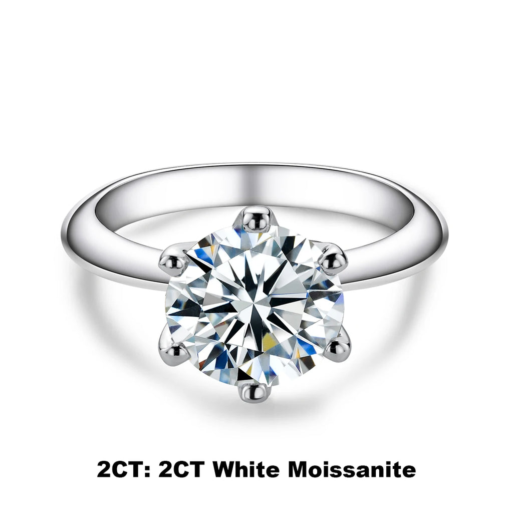 AnuJewel 1ct 2ct 3ct 5ct D Color Moissanite Engagement  Ring for Women 925 Sterling Silver Gold Plated Solitaire Rings Wholesale